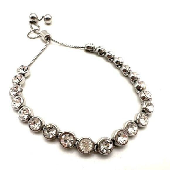 Premier‎ Designs studded statement crystal bracelet adjustable silvertone silver - Picture 9 of 10